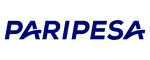 Paripesa logo in dark blue italic lettering.