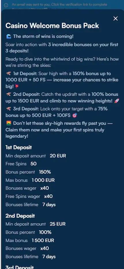 banner showing fanobet casino welcome bonus information