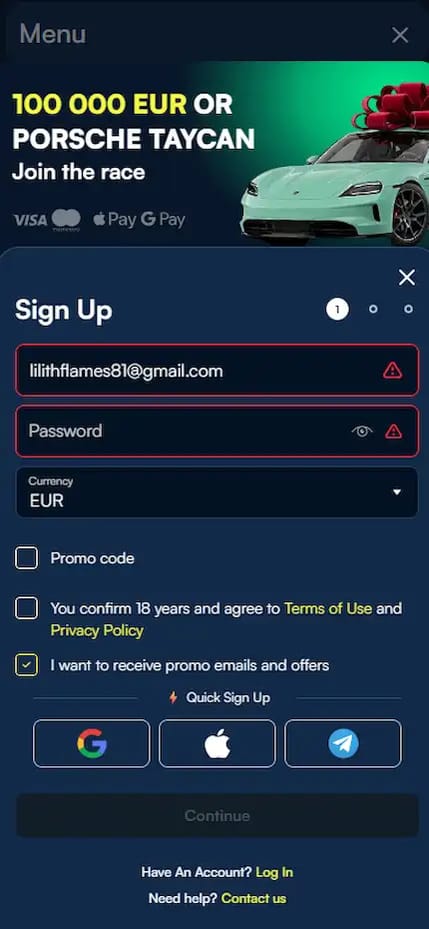 banner showing fanobet casino signup information