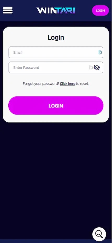 wintari sport banner showing sign up page