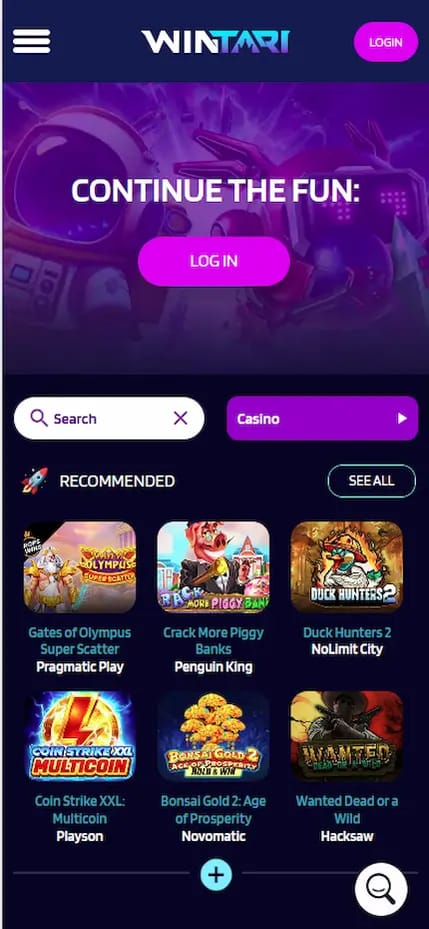 wintari sport banner showing homepage