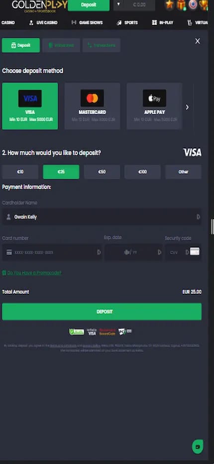 Deposits page