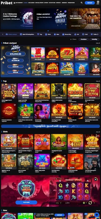 pribet-casino banner showing games lobby
