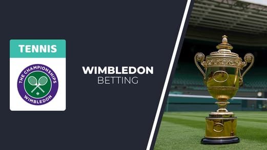 Wimbledon trophy alongside official event logo